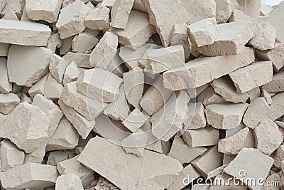 A pile of stones. Unusual background from broken gray bricks Stock Photo