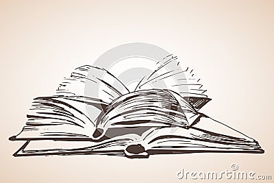 Pile of three open books. Vector Illustration