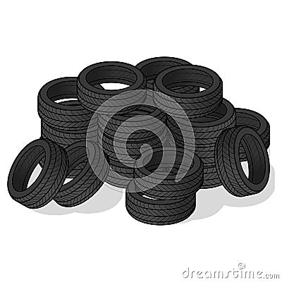 Pile of Tire Vector Illustration