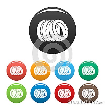 Pile of tire icons set color vector Vector Illustration