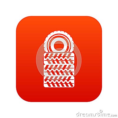 Pile of tires icon digital red Vector Illustration
