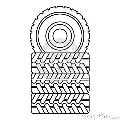 Pile of tires icon, outline style Cartoon Illustration