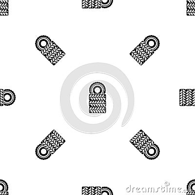 Pile of tires pattern seamless black Vector Illustration