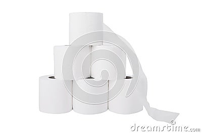 Pile of toilet paper rolls Stock Photo