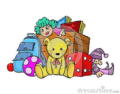 Pile of toys Cartoon Illustration