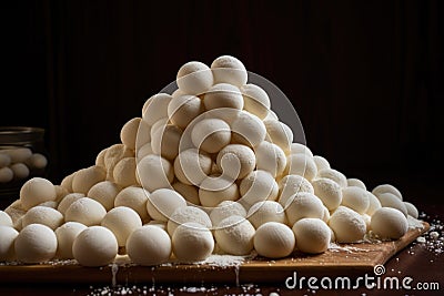 pile of uncooked dough balls ready to be baked Stock Photo