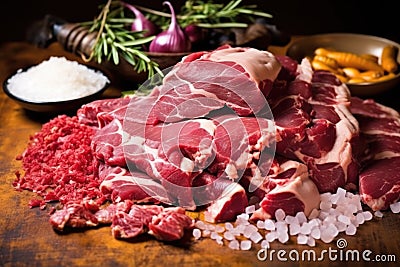 pile of uncooked meat ready for argentinian asado Stock Photo