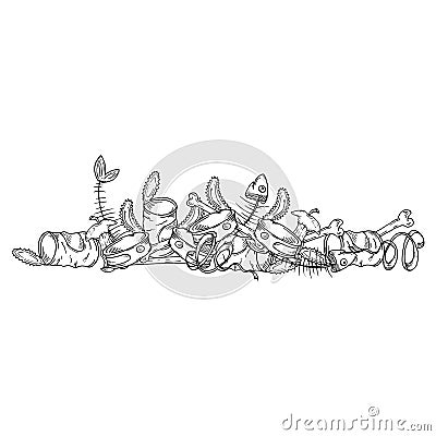 Pile of unsorted garbage. Garbage dump vector Vector Illustration