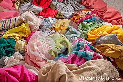 Pile of used clothes. Stock Photo