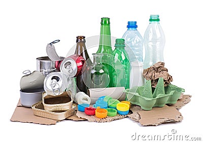 Pile of various rubbish prepared for recycling Stock Photo