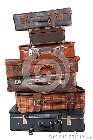 Pile of vintage luggage Stock Photo