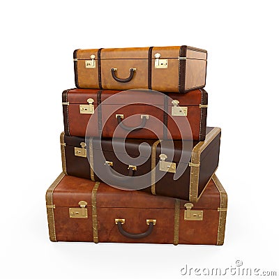 Pile of Vintage Suitcases Stock Photo