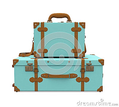 Pile of Vintage Suitcases Isolated Stock Photo