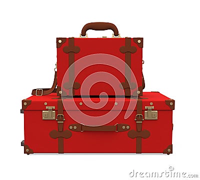 Pile of Vintage Suitcases Isolated Stock Photo