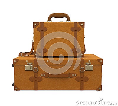 Pile of Vintage Suitcases Isolated Stock Photo