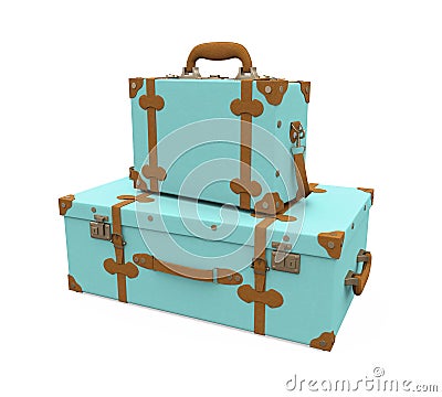 Pile of Vintage Suitcases Isolated Stock Photo