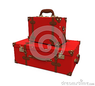 Pile of Vintage Suitcases Isolated Stock Photo