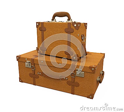 Pile of Vintage Suitcases Isolated Stock Photo