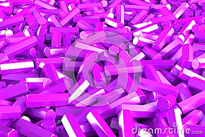 A pile of violet hexagon details Cartoon Illustration