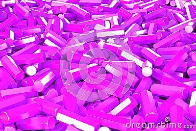 A pile of violet hexagon details Cartoon Illustration