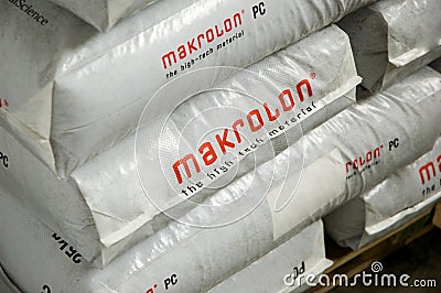 Pile of white bags with macrolon Editorial Stock Photo