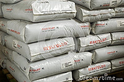 Pile of white bags with macrolon Editorial Stock Photo