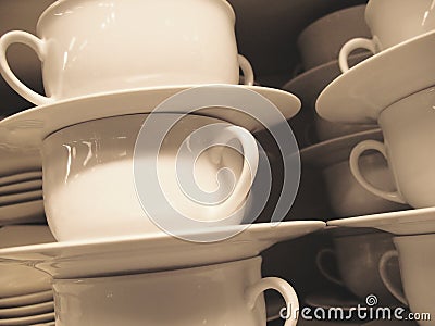 Pile of white cups Stock Photo