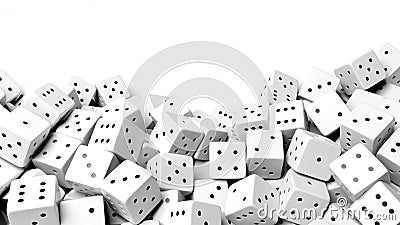 Pile of white random dices with copy-space Stock Photo