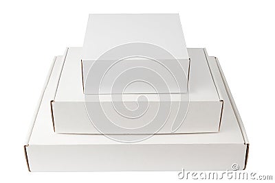 Pile of white thin boxes Stock Photo