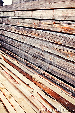 Pile of wood beams Stock Photo