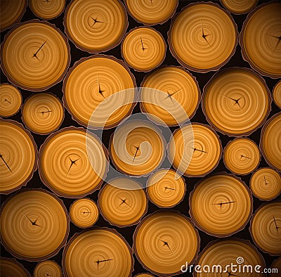 Pile of wood logs Vector Illustration