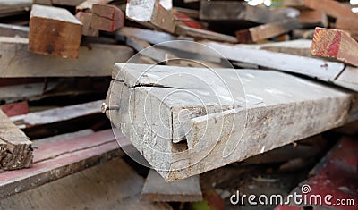 Pile of Wood with Nail Soft Focus Stock Photo