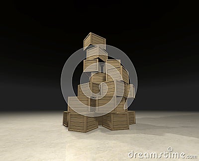Pile of wooden shipment boxes Stock Photo