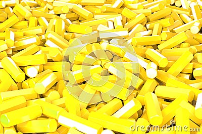 A pile of yellow hexagon details Cartoon Illustration