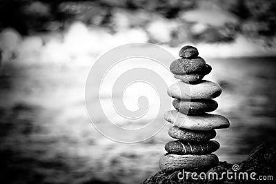 Piled smoothed stones Stock Photo