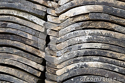 Piled tile roof Stock Photo