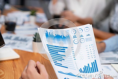 Piles of analyzed financial data dashboard on wooden table. Habiliment Stock Photo