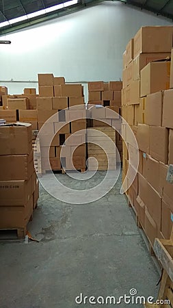 Piles of cardboard packages that fill the warehouse space2 Cartoon Illustration