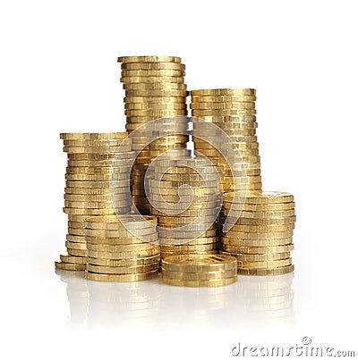Piles of gold coins Stock Photo