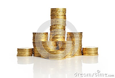 Piles of gold coins Stock Photo