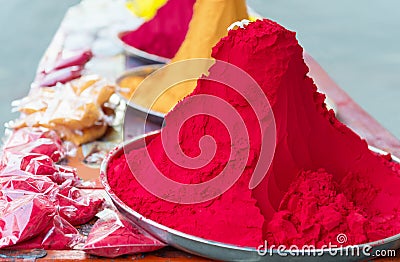 Piles and mounds of Indian colorful dye Stock Photo