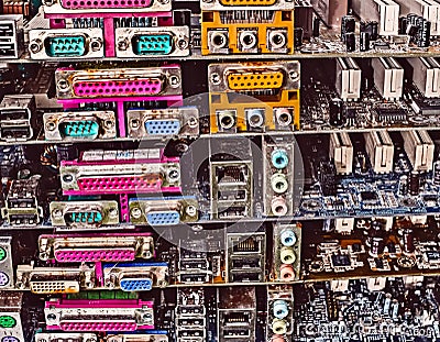 Piles of old computer motherboards Editorial Stock Photo