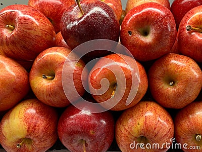 Piles of red apples. Fresh Organic Food. Background from Apple Stock Photo