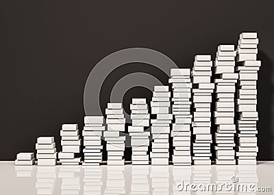 Piles of whiite books step rising up, 3d rendered Stock Photo