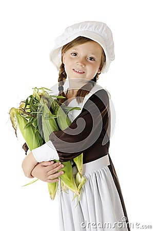 Pilgrim Carrying Corn Stock Photo