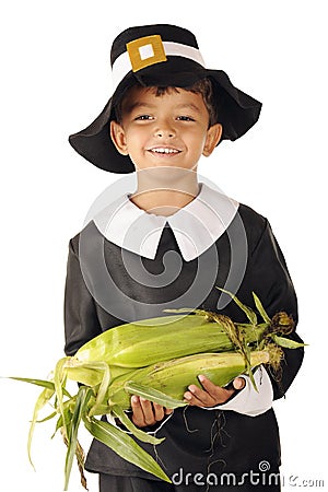 Pilgrim Corn-Holder Stock Photo