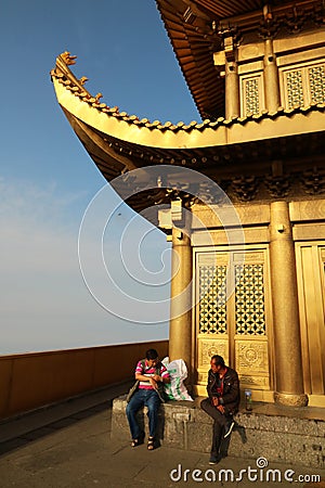 Pilgrim at Emeishan, China Editorial Stock Photo