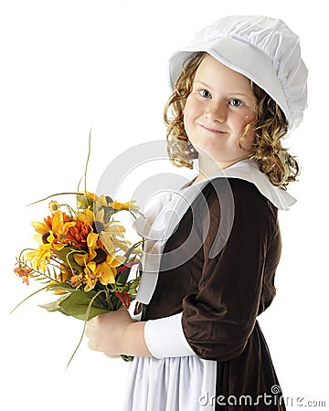 Pilgrim Flower Girl Stock Photo