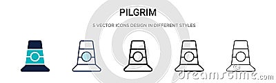 Pilgrim icon in filled, thin line, outline and stroke style. Vector illustration of two colored and black pilgrim vector icons Vector Illustration