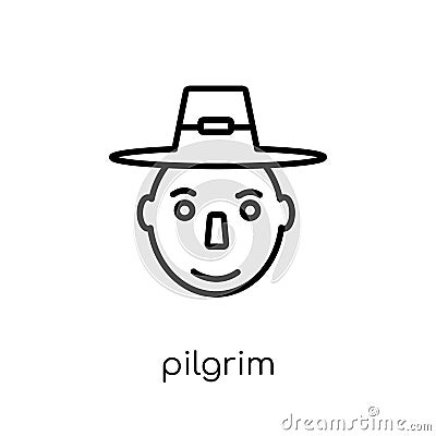 Pilgrim icon. Trendy modern flat linear vector Pilgrim icon on w Vector Illustration